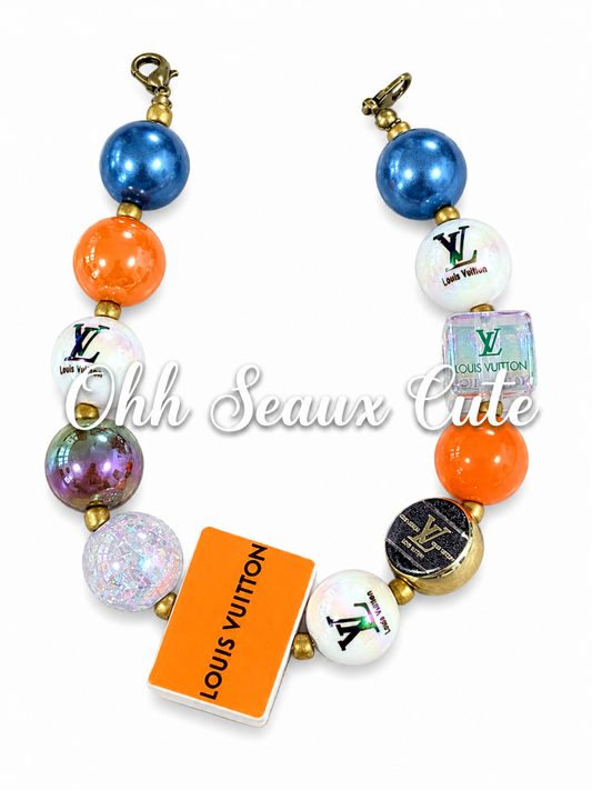 9” LV Orange/Navy 3 Hat Chain