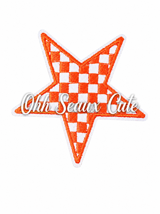 3” Orange Checkered Star
