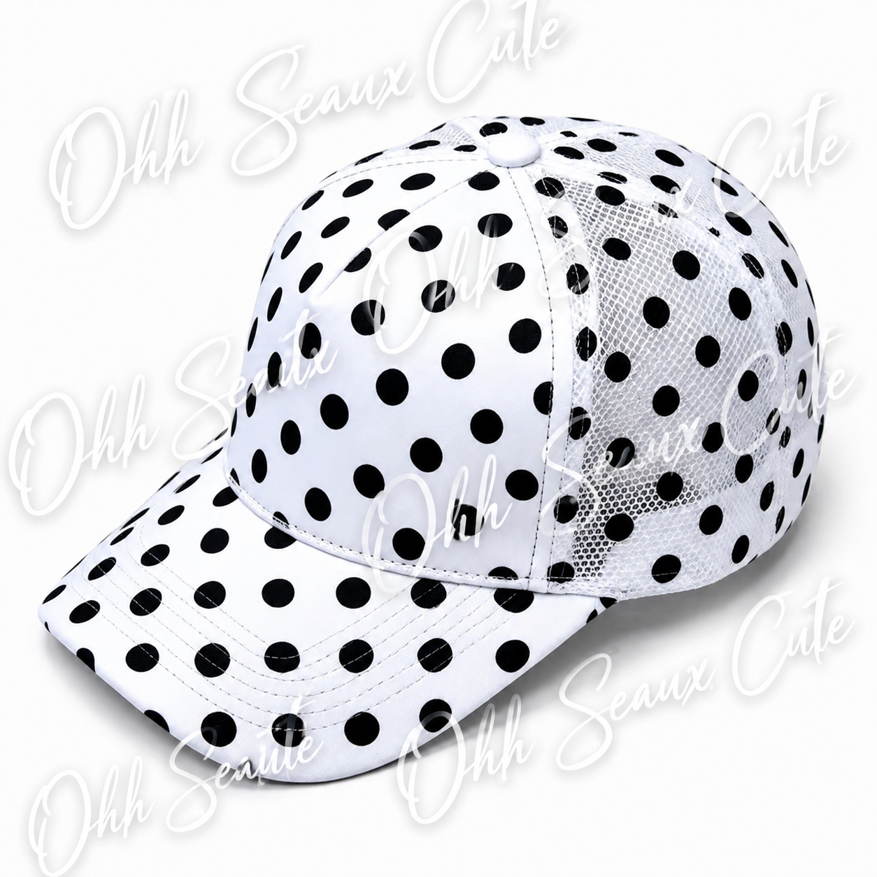 Custom Trucker Hat-Black Polka Dot ETA 8/10