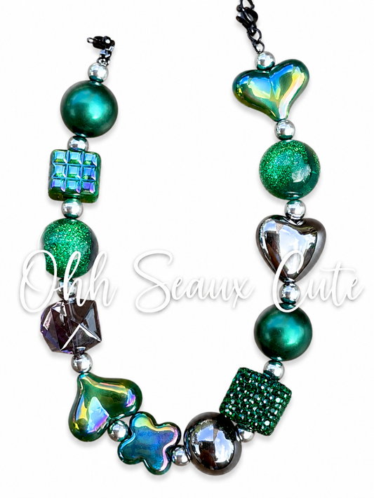 9” Green Bling Hat Chain