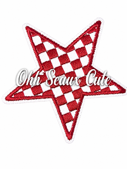3” Maroon Checkered Star