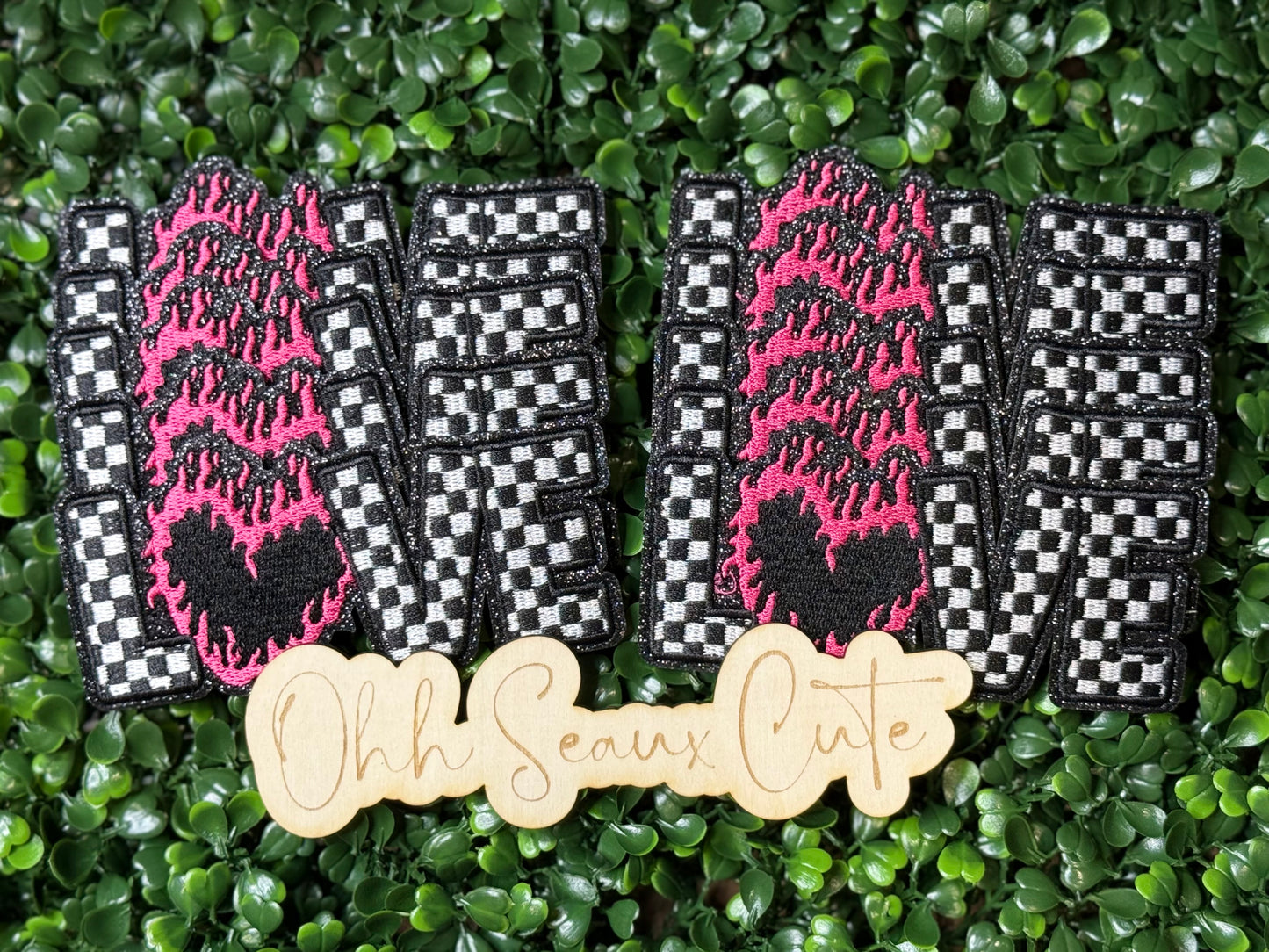 4.5” Checkered Flame Heart LOVE