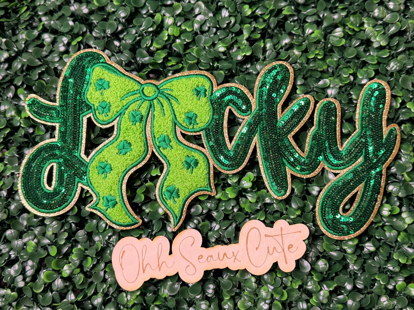 12” Sequin LUCKY w/Bow