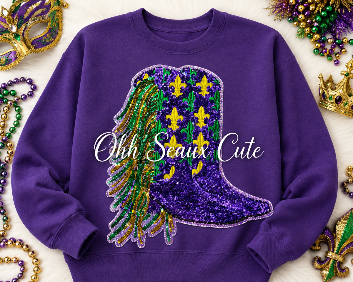 12” Sequin Mardi Gras Boots OSC ORIGINAL DO NOT COPY