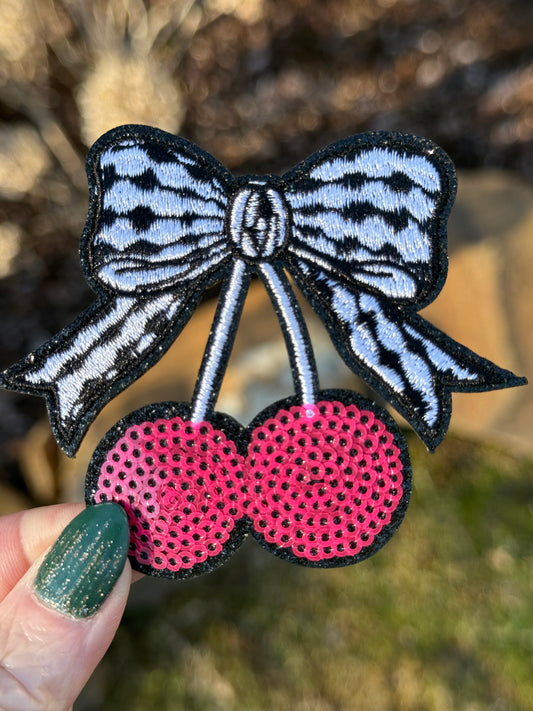 3” Sequin Cherries Hot Pink