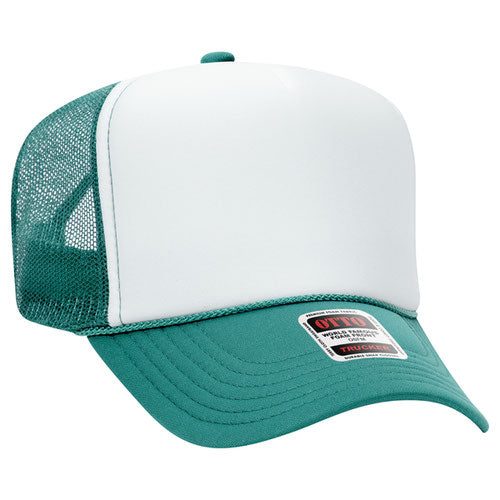Otto High Crown Foam Trucker -Jade/White