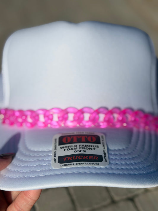 9” Clear Neon Pink Hat Chain