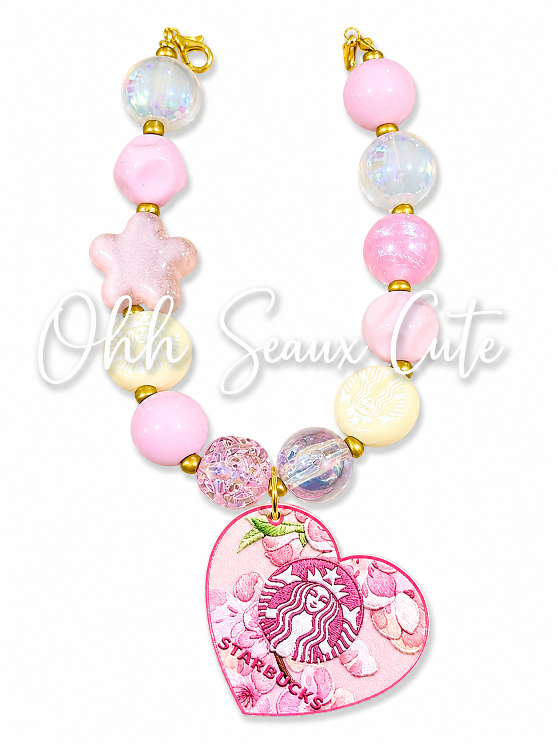 9” Pink Starbucks 1 Hat Chain