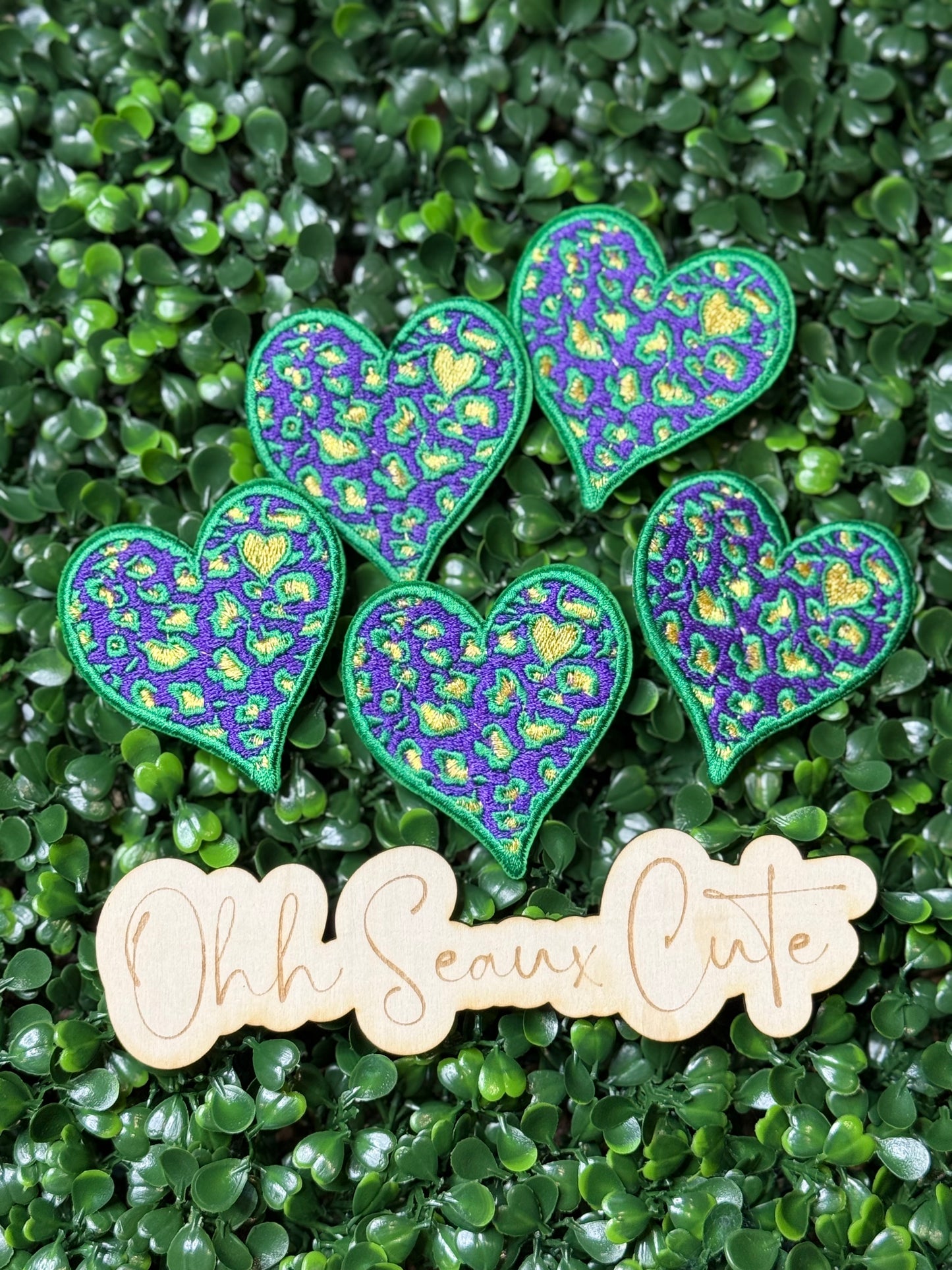 2.5” Mardi Gras Leopard Heart