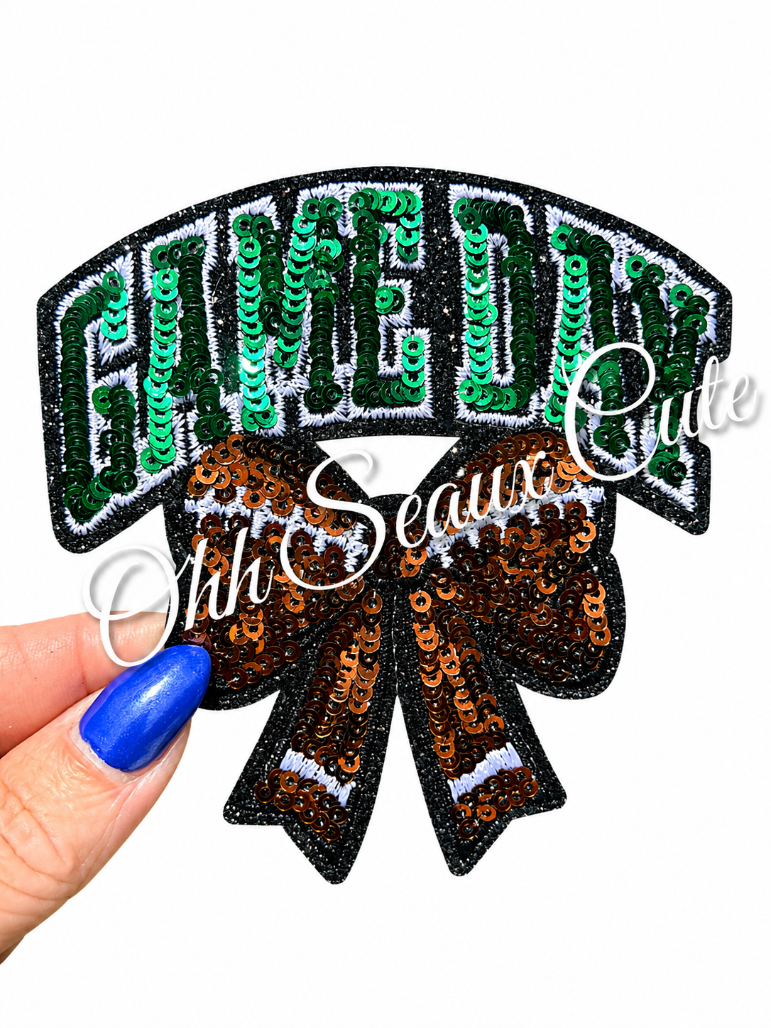 3.5” Sequin GAME DAY Bow-Green