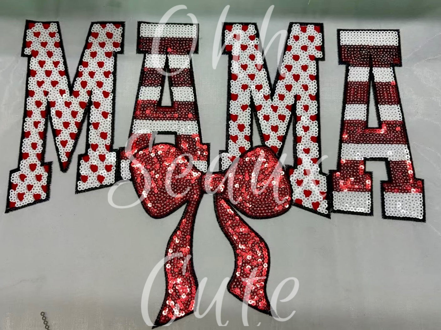 12” Sequin MAMA Valentines w/ Bow (OSC Original)