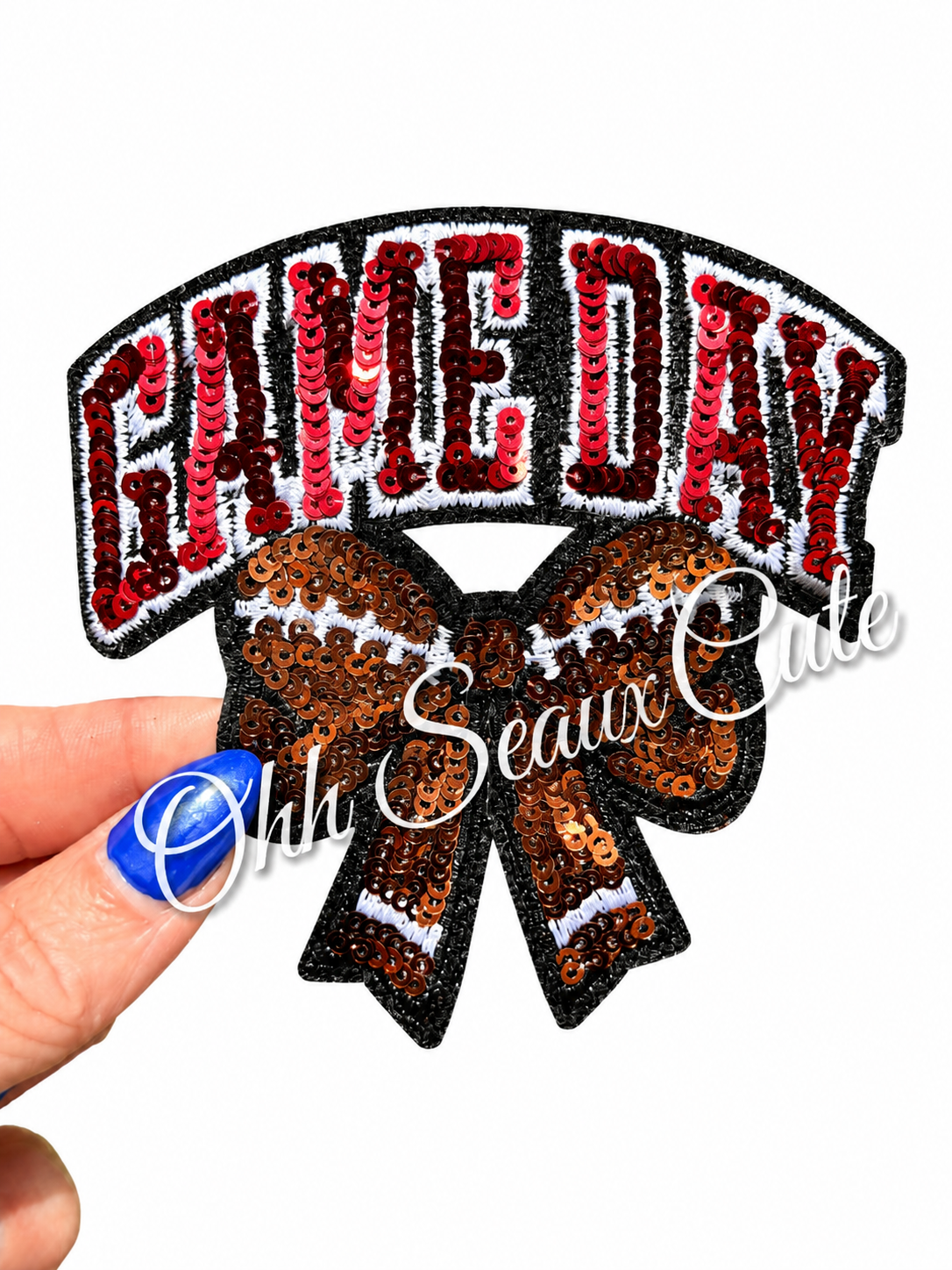 3.5” Sequin GAME DAY Bow-Red/White