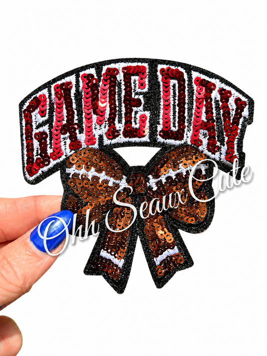 3.5” Sequin GAME DAY Bow-Red/White