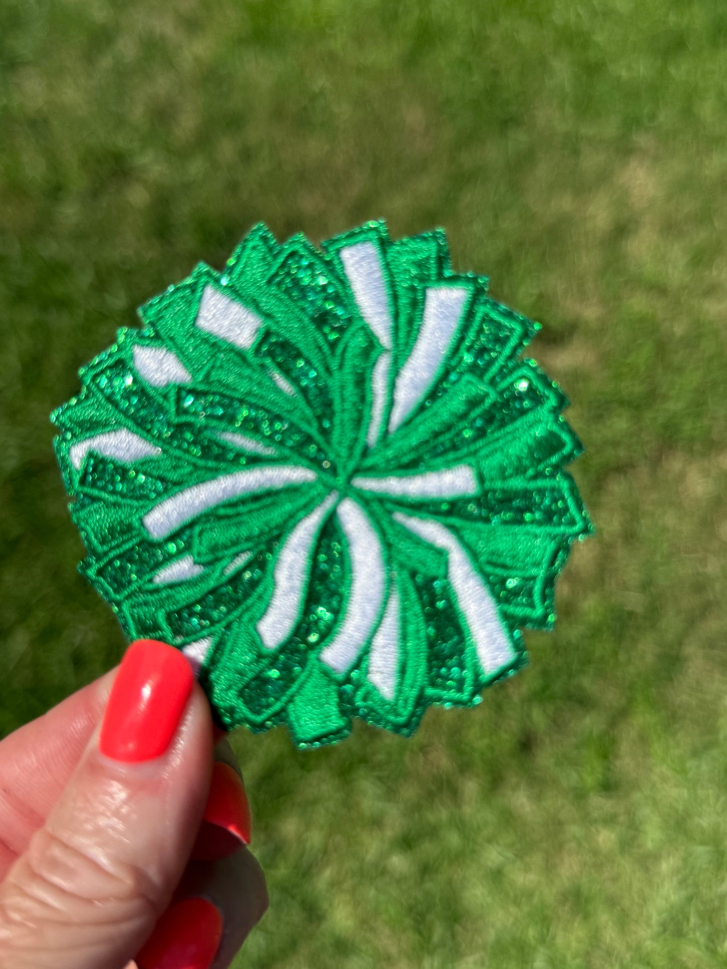 2.5” Pom Pom Glitter-Embroidery Patch