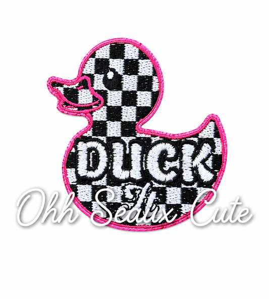 3” Checkered Rubber DUCK IT(Pink)