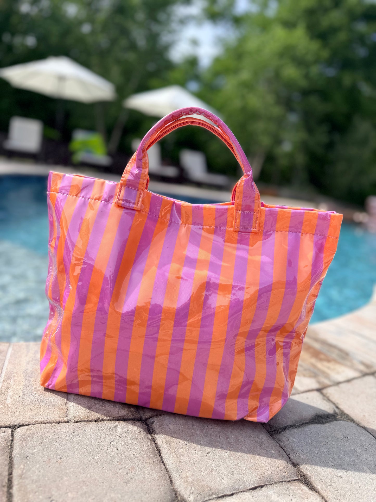 Orange/Pink Stripe Paloma Tote Bag