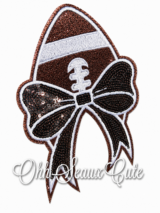 5.5” Football Sequin Side Bow-Black (Set of 2)