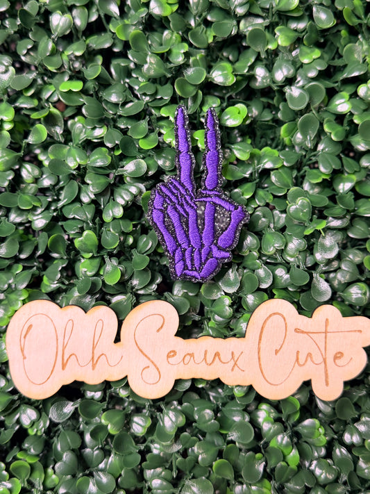 3” Glitter Purple Peace Skeleton