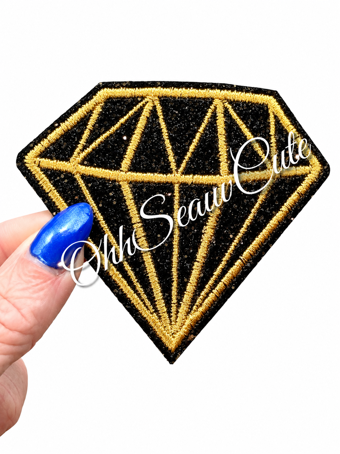 2.5” Glitter Diamond Black/Gold
