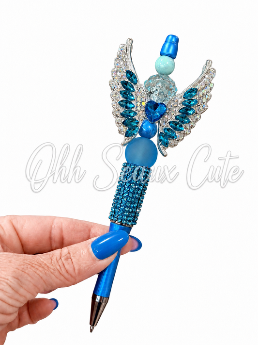 Blue Angle Rhinestone Butterfly Pen