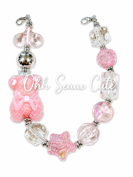 9” Pink Sugar Bear Hat Chain