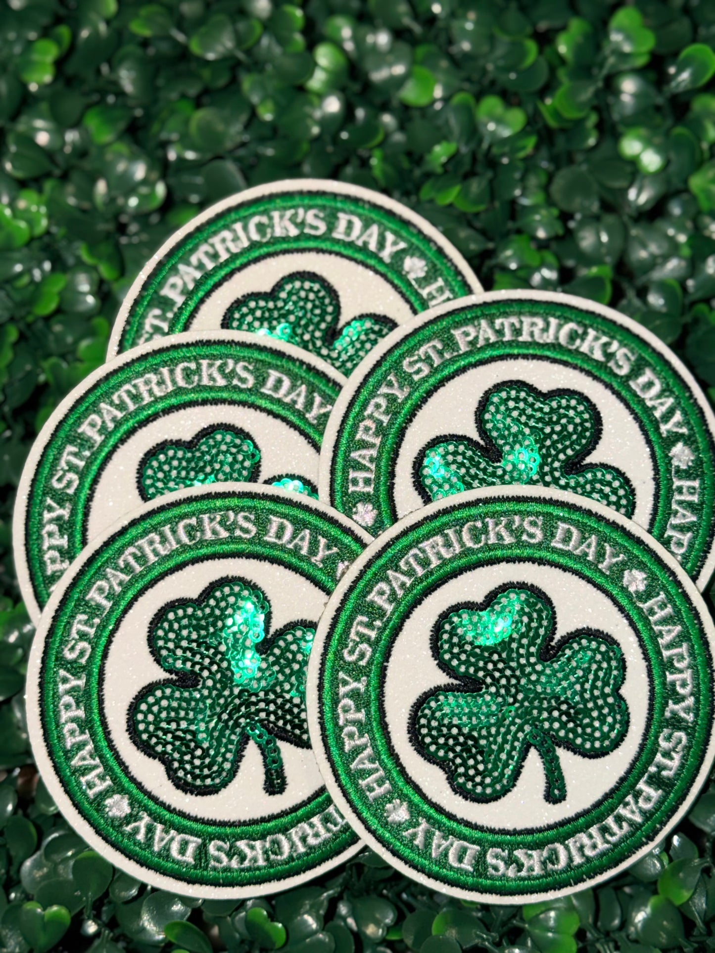 3” Sequin Clover Button Patch