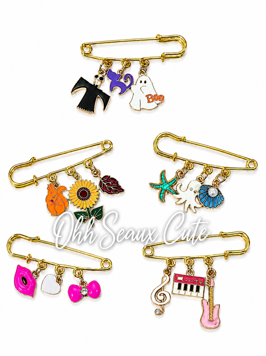 Mixed Charm Hat Pins (Set of 5)