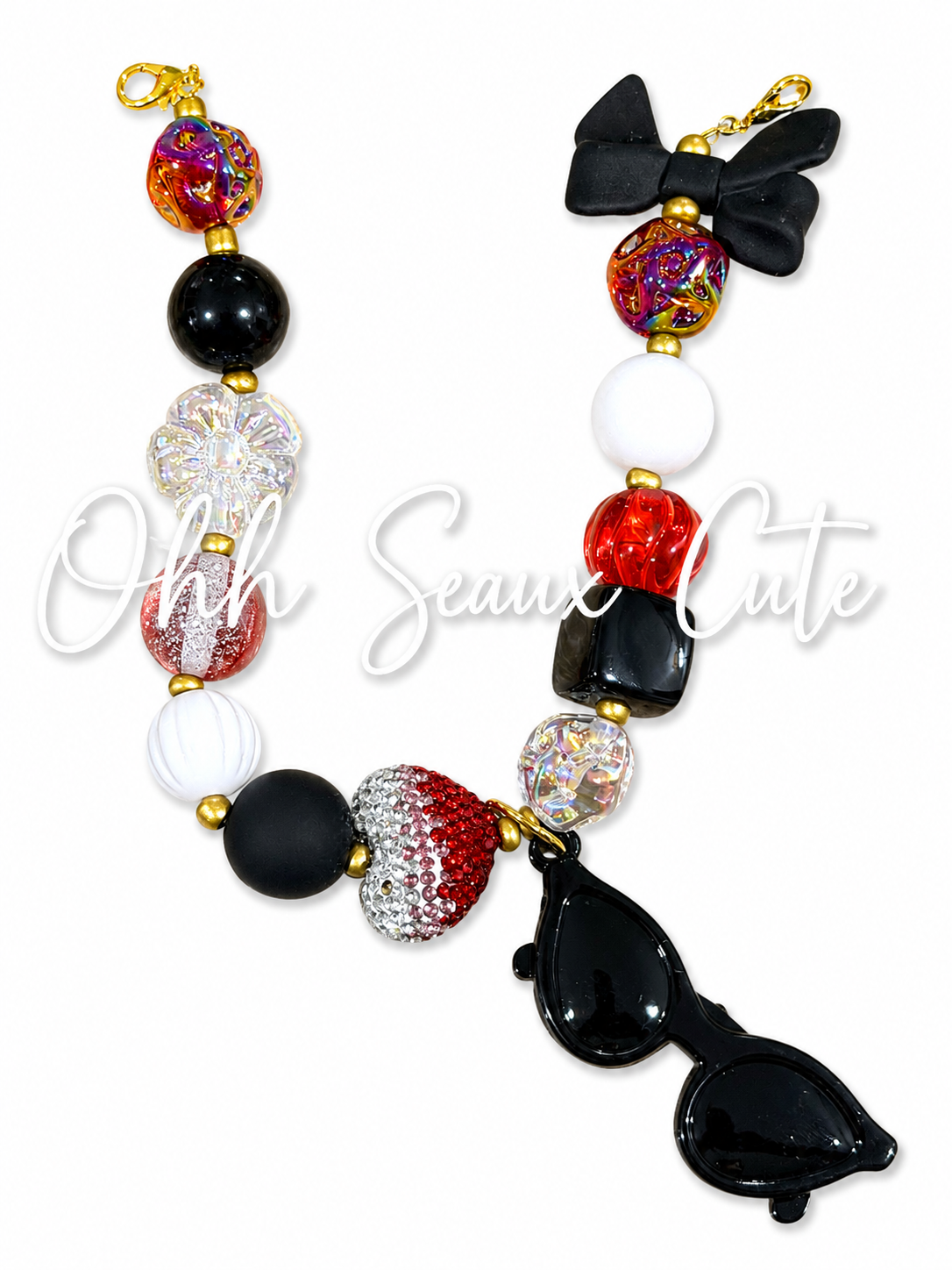 9” Red/Black Hat Chain