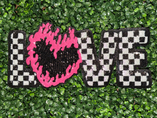 12” Sequin Checkered LOVE