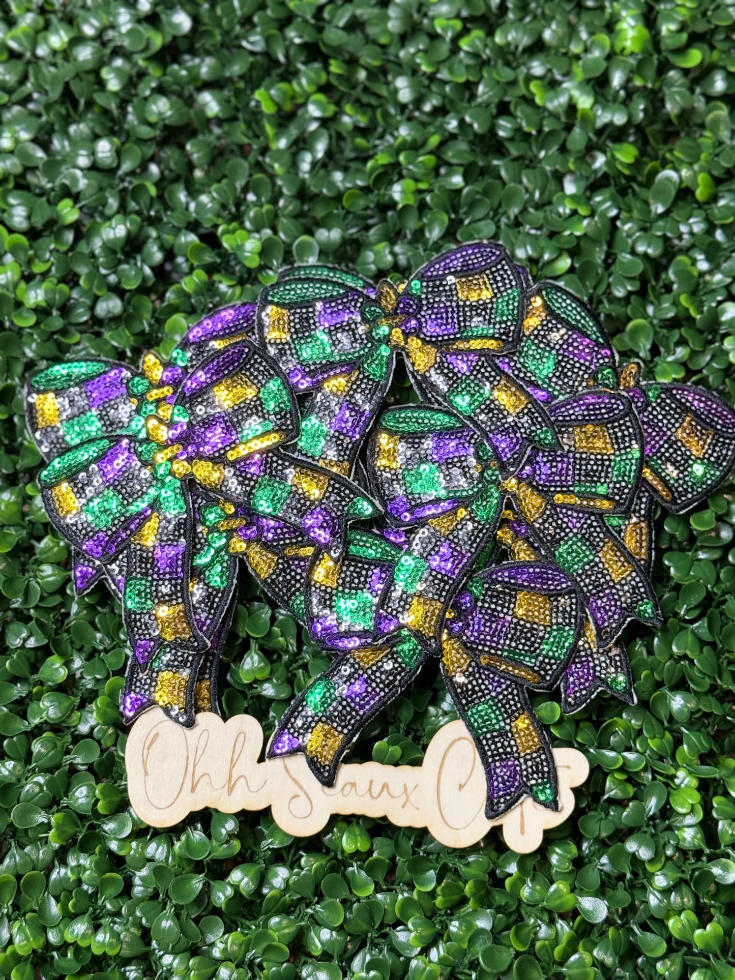 4” Mardi Gras Sequin Bow