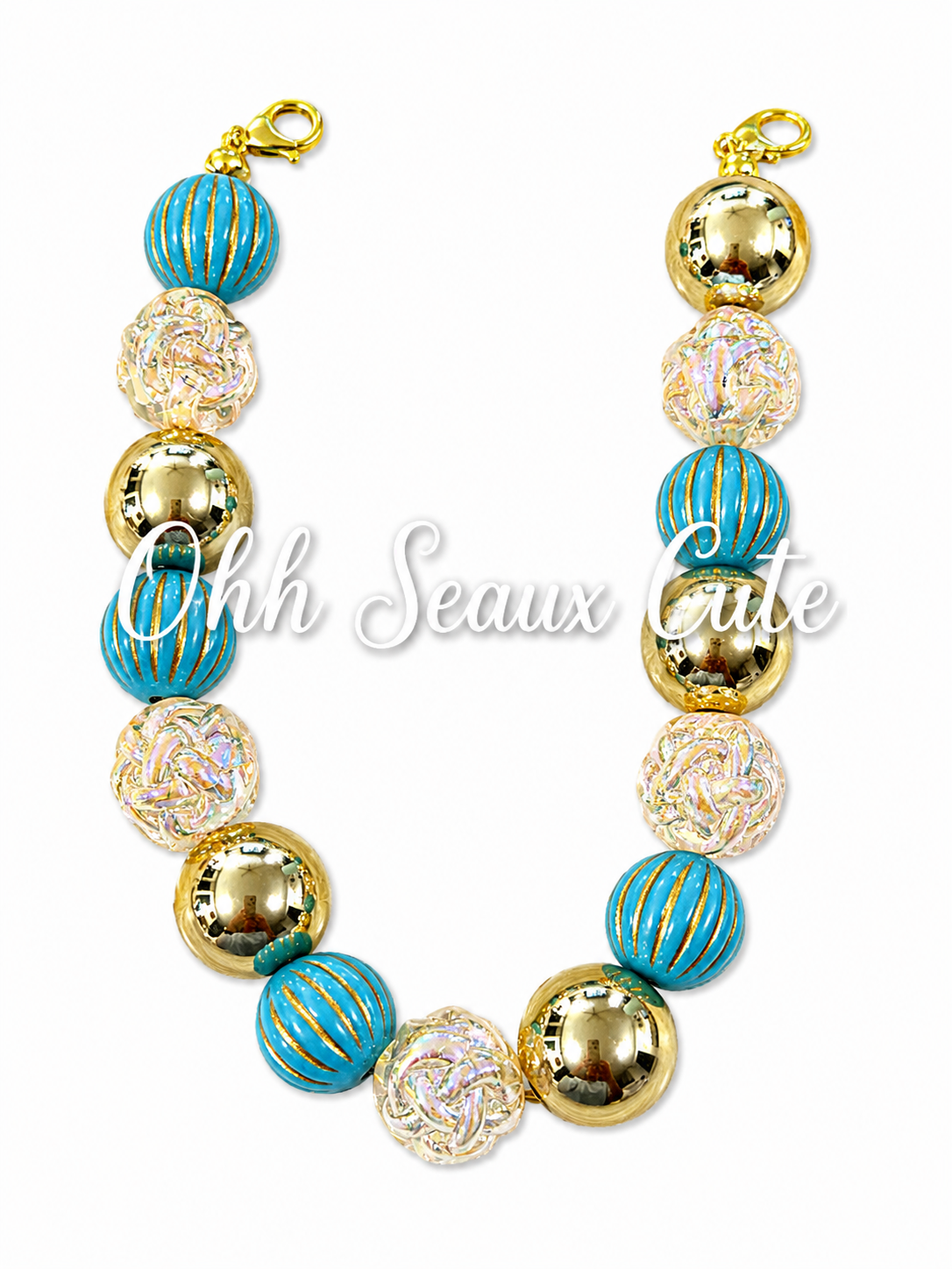 9” Teal/Gold Hat Chain
