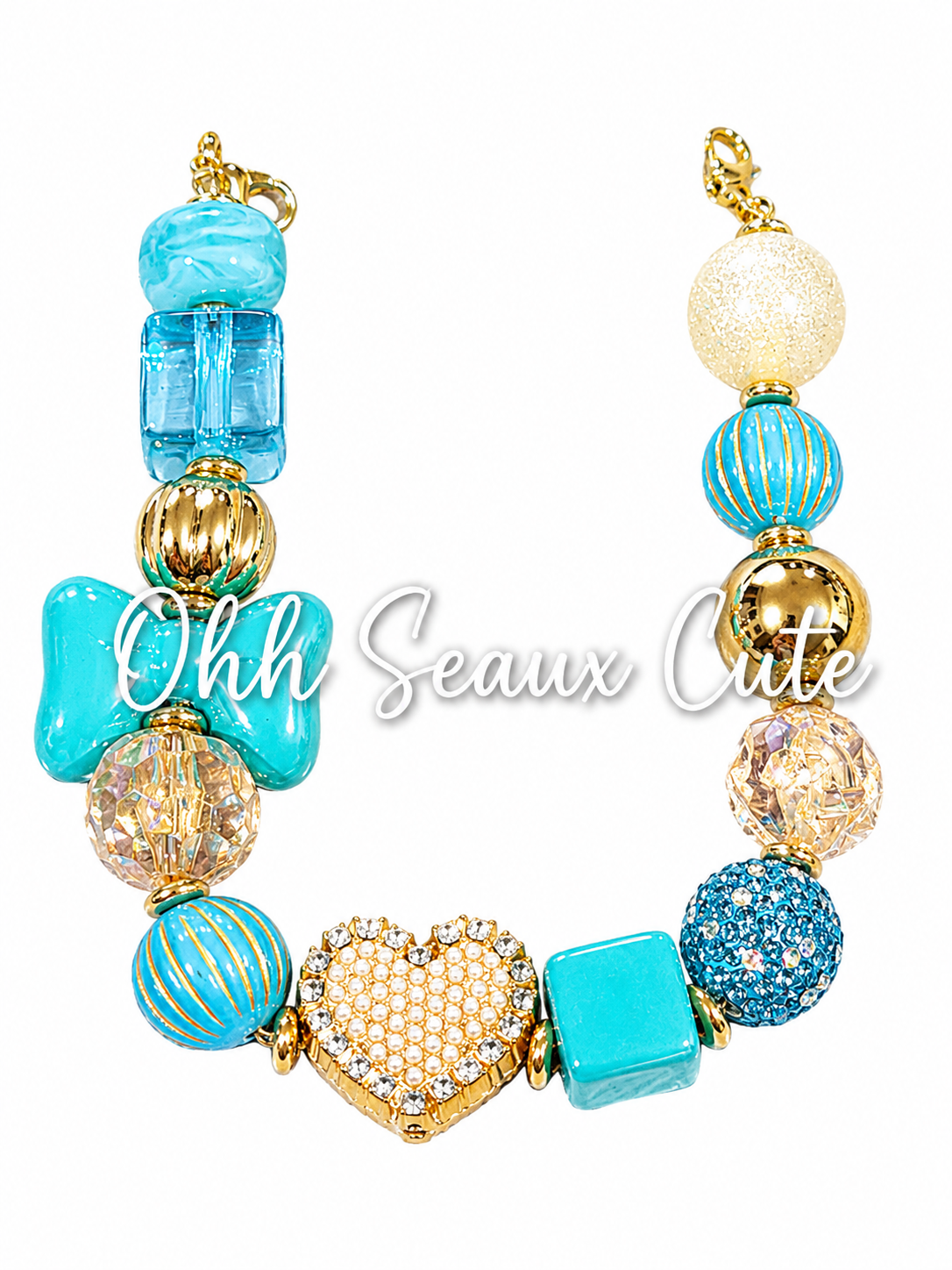 9” Teal Bling Hat Chain