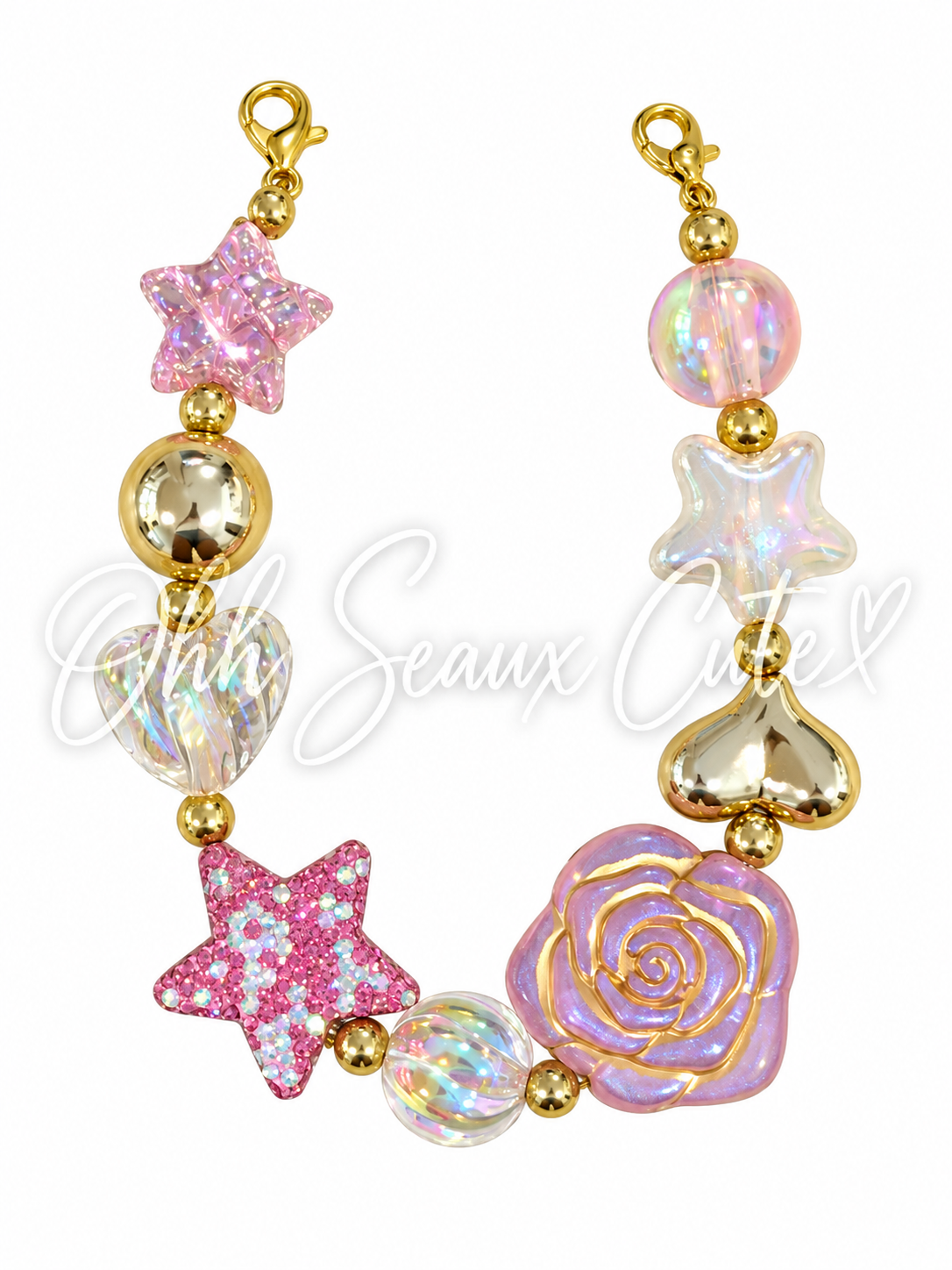 9” Pink/Gold 2 Hat Chain