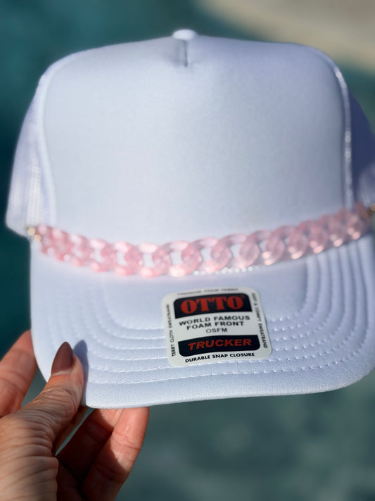 9” Clear Light Pink Hat Chain