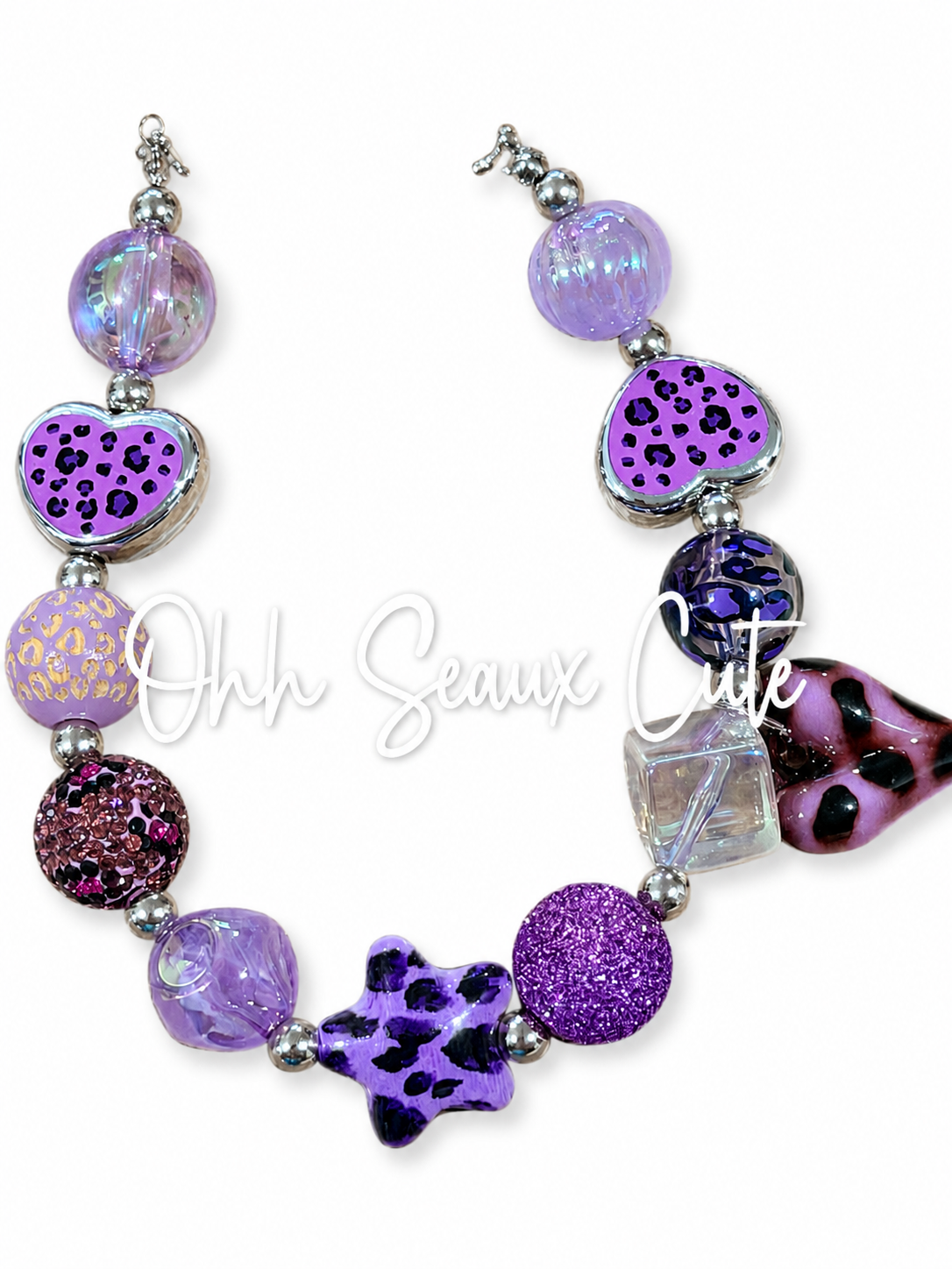 9” Purple Leopard Hat Chain