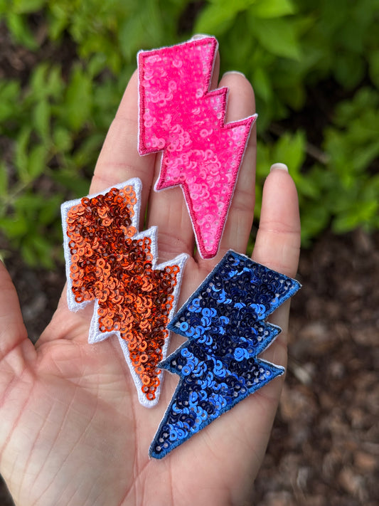 2” Sequin Lightening Bolt Patch