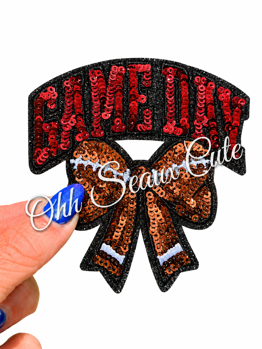 3.5” Sequin GAME DAY Bow-Red/Black