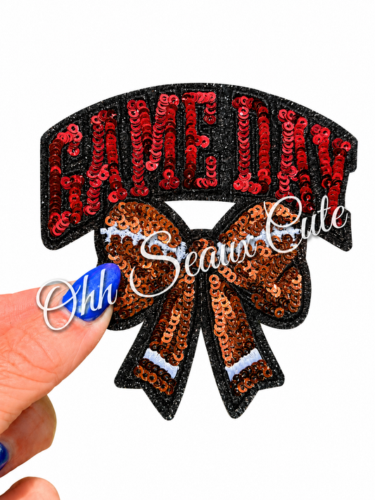 3.5” Sequin GAME DAY Bow-Red/Black
