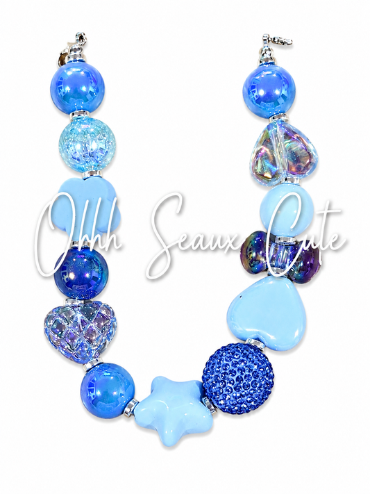 9” Blue Bling Hat Chain