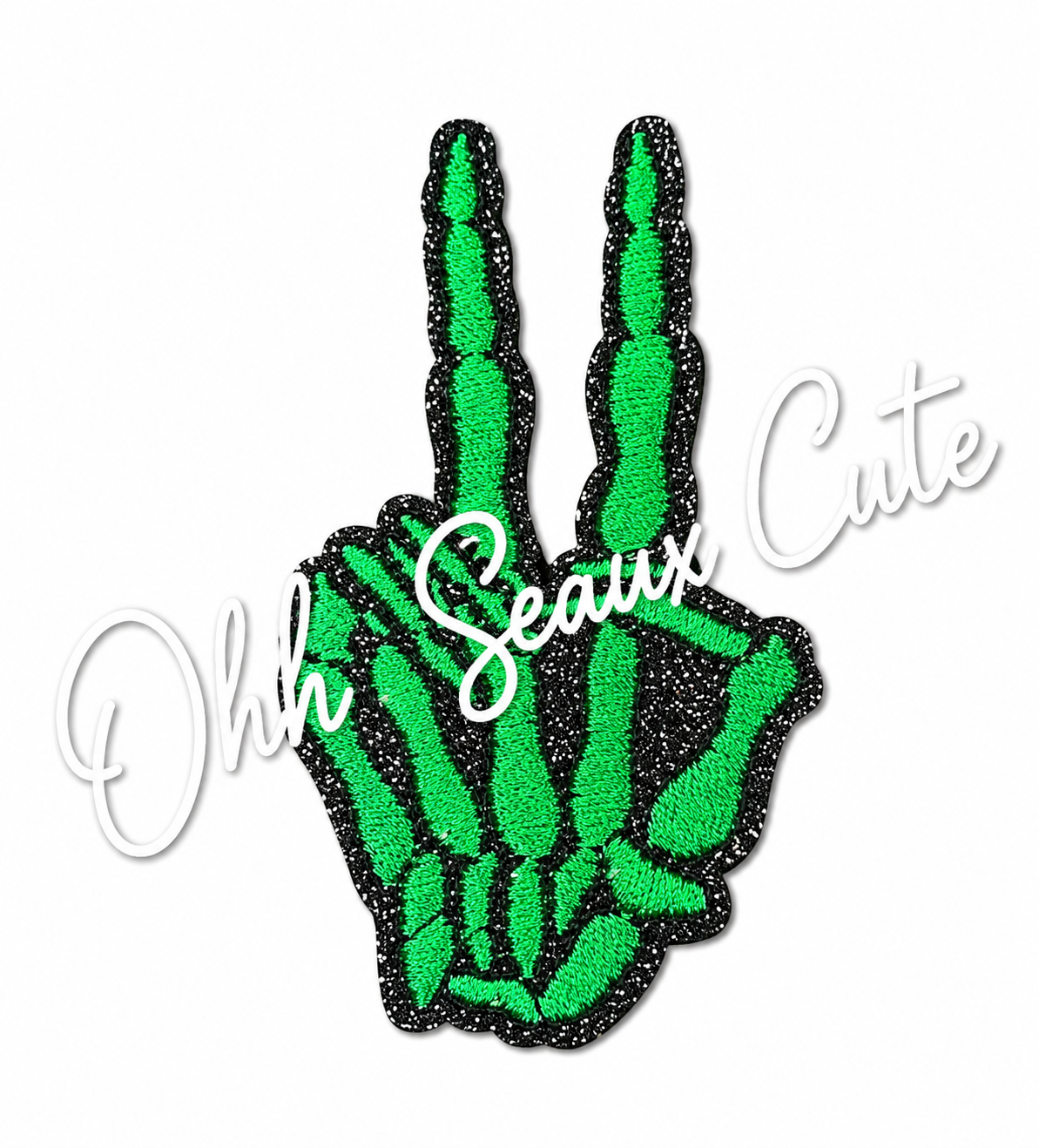 3” Glitter Green Peace Skeleton