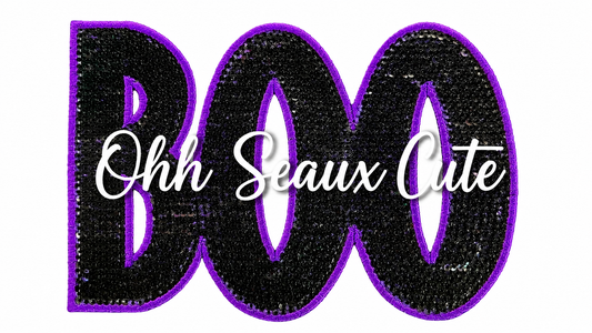 5” Sequin BOO Black/Purple