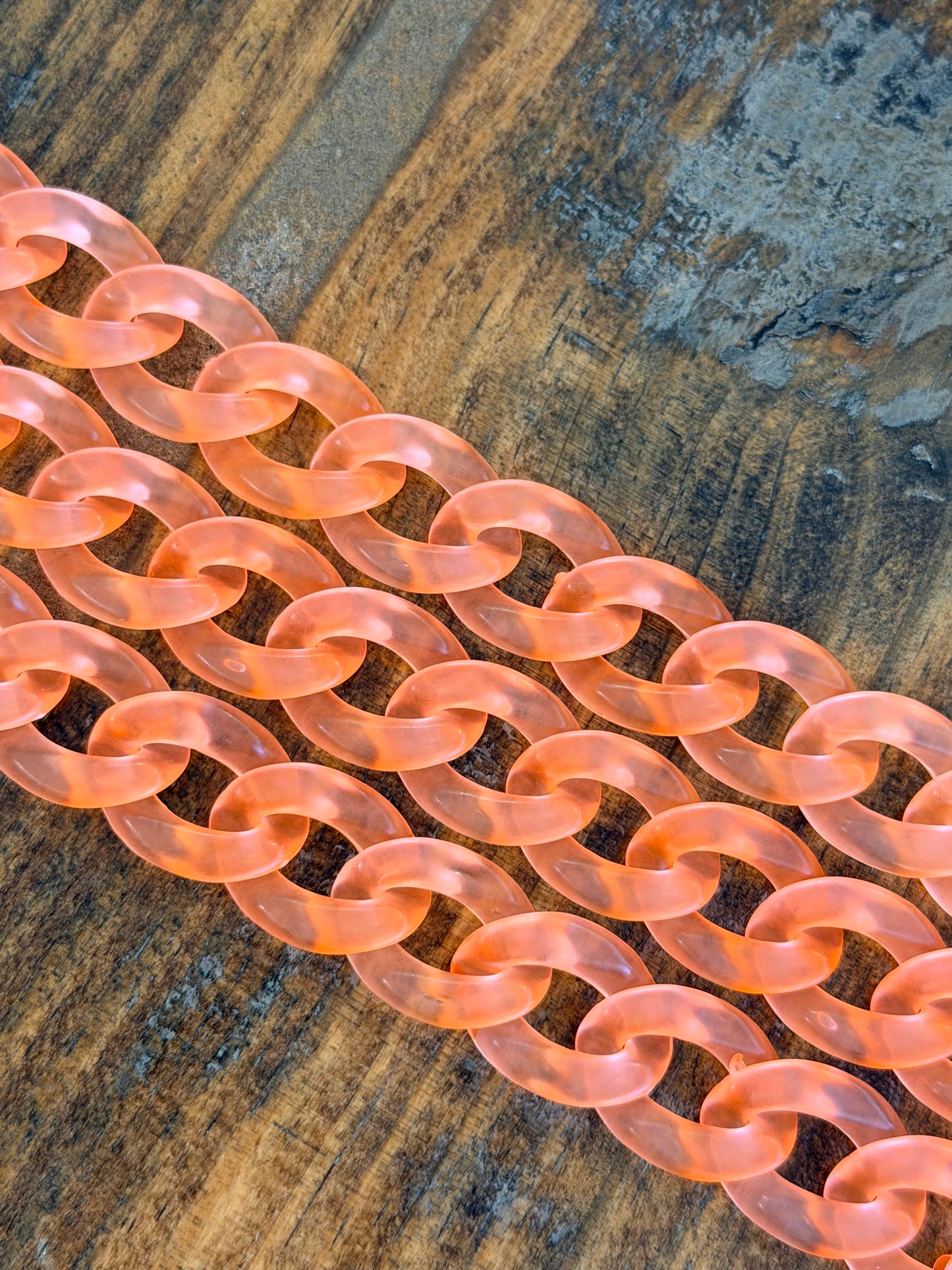 9” Clear Neon Orange Hat Chain