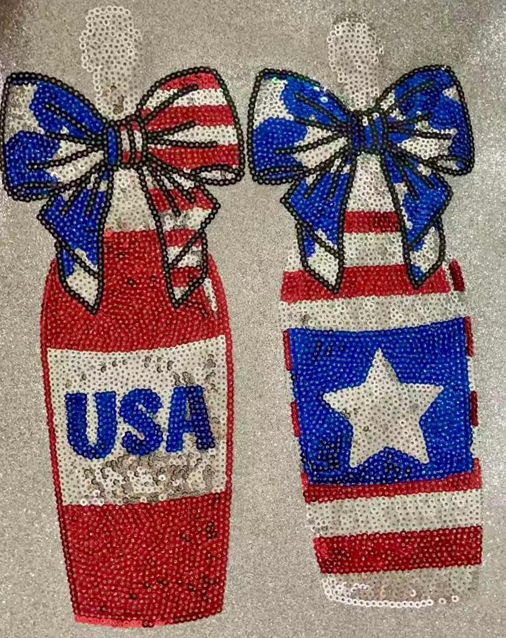 10” Sequin Flag Bottle Set