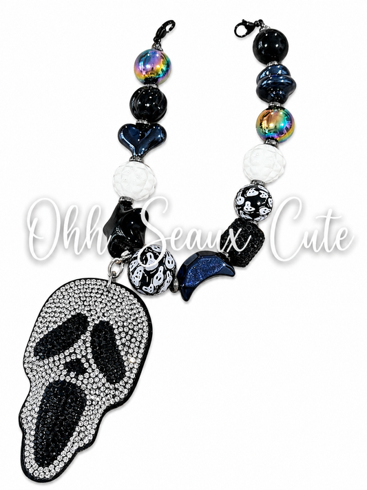 9” Bling Ghost-face Hat Chain