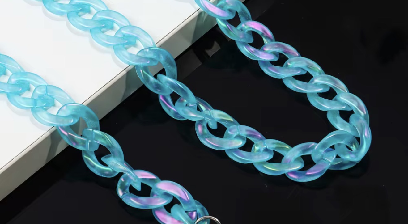 9” Clear Aqua Hat Chain