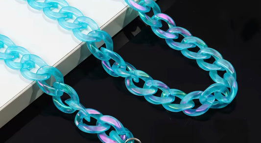 9” Clear Aqua Hat Chain