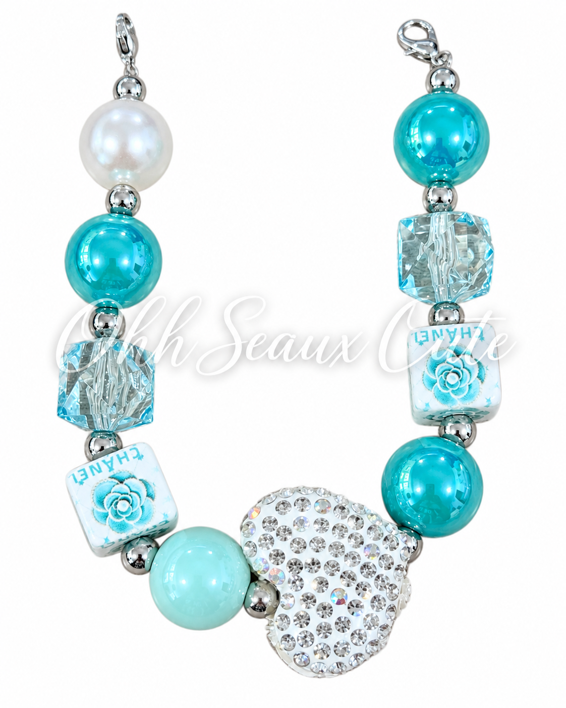 9” C C Teal 2 Hat Chain