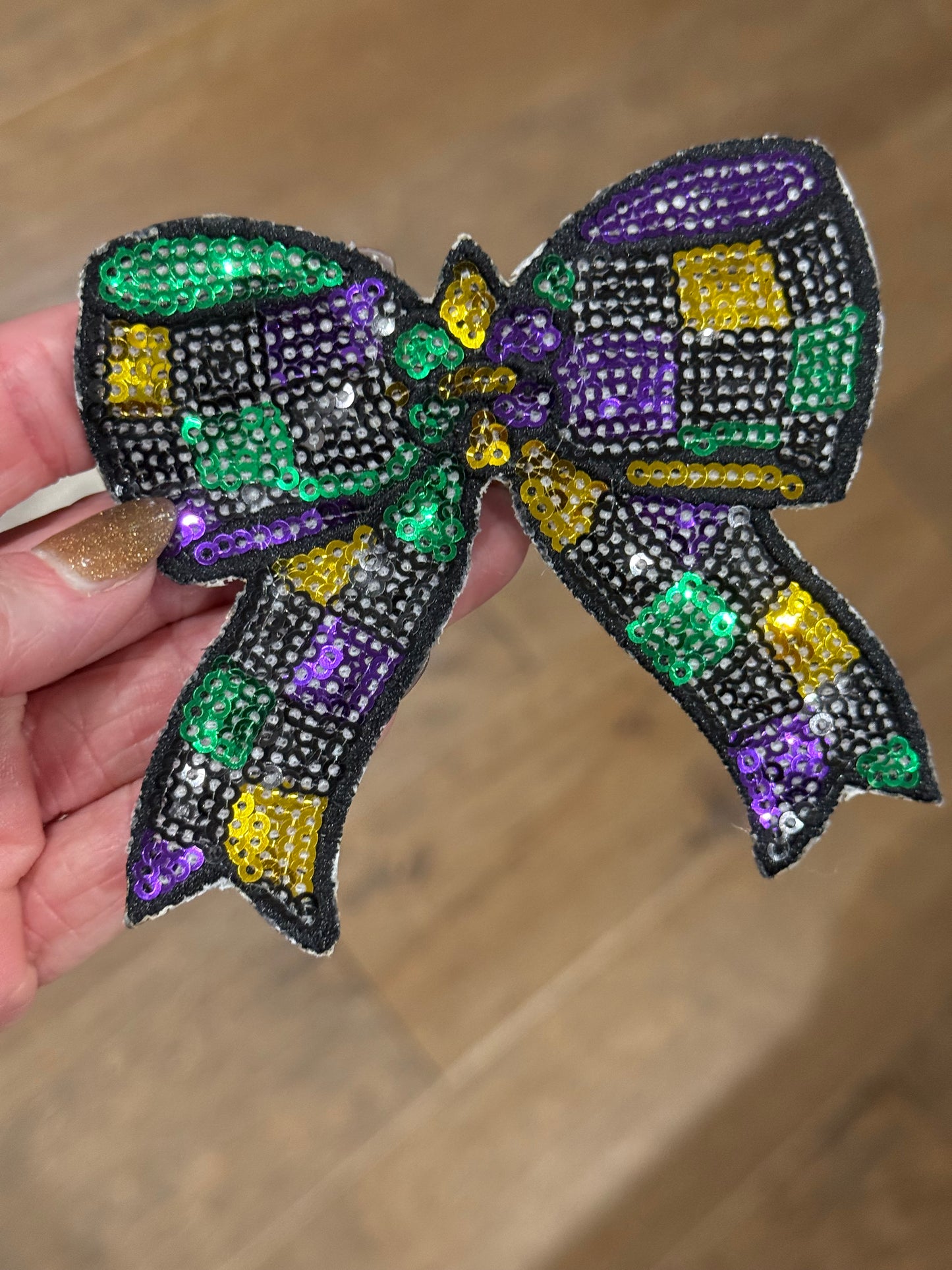4” Mardi Gras Sequin Bow
