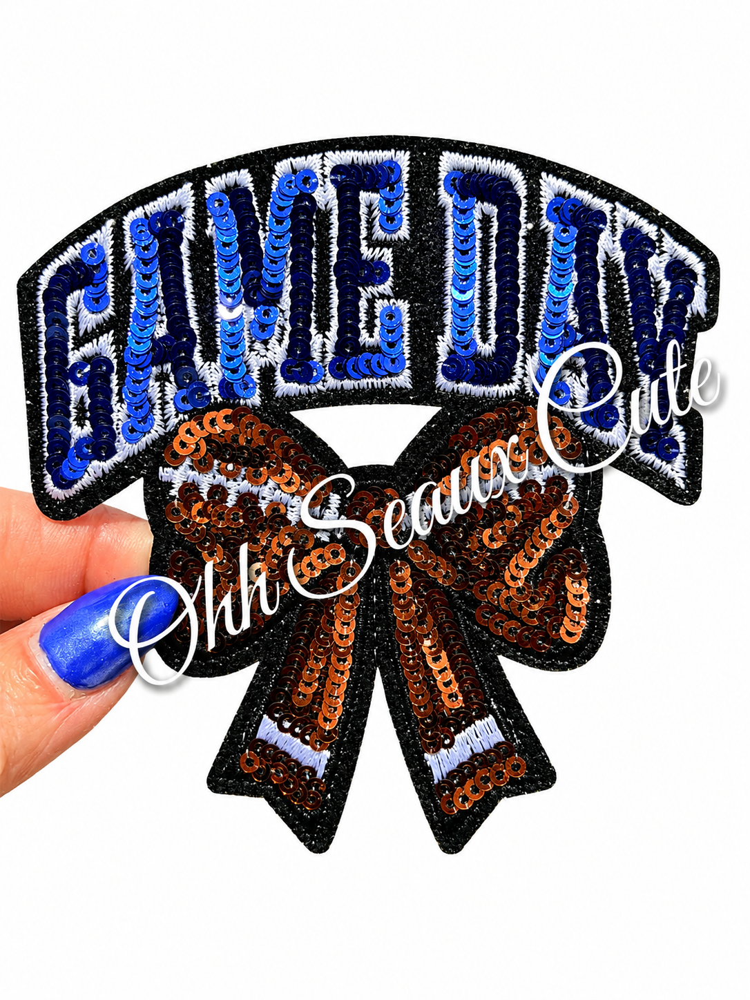 3.5” Sequin GAME DAY Bow-Blue