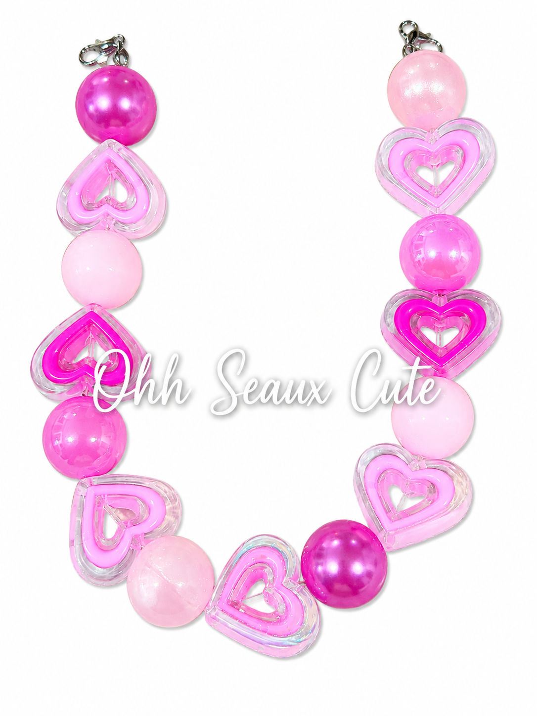 9”  Pink Hearts Hat Chain
